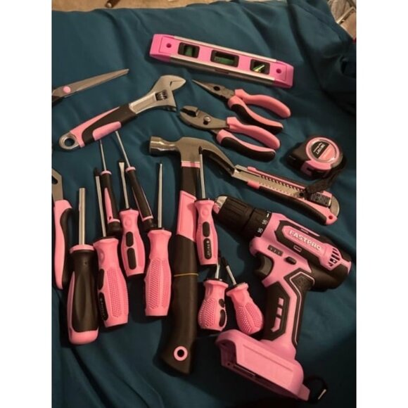 232-Piece 20V Pink Cordless Lithium-ion Drill Driver and Home Tool Set - Picture 1 of 3